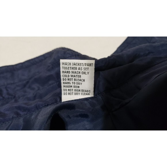 Vintage Div Rousso Silk Bomber Jacket Jogger Windbreaker Dark Blue Studded MED. - Picture 10 of 11